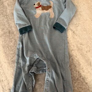 Striped Dog Appliqué Onesie